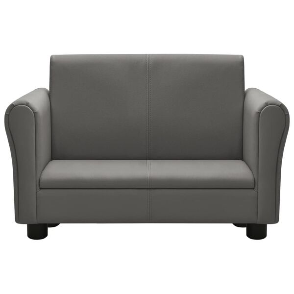 vidaXL Divano per Bambini con Sgabello Grigio in Similpelle