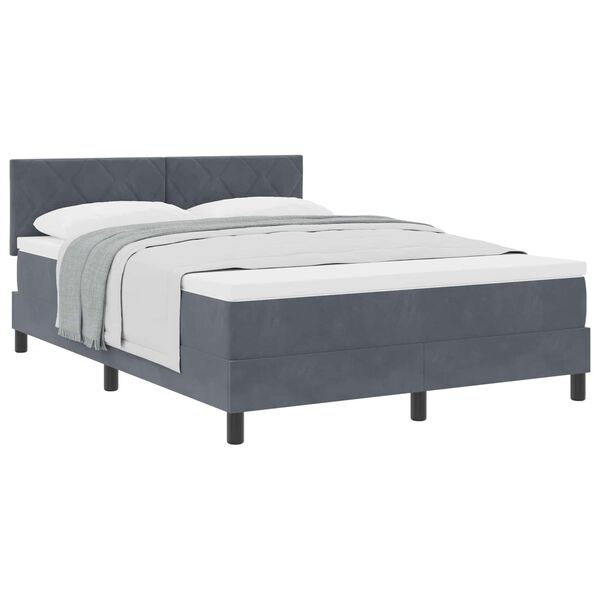 vidaXL Letto a molle con materasso Grigio scuro 140 x 190 cm Velluto