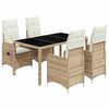 vidaXL Set da Bistr&ograve; da Giardino 5 pz con Cuscini Beige in Polyrattan