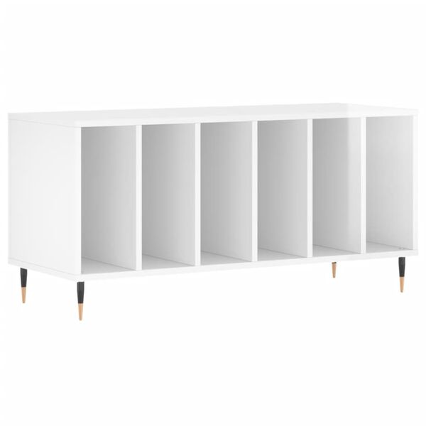 vidaXL Mobile Porta Dischi Bianco Lucido 100x38x48cm Legno Multistrato