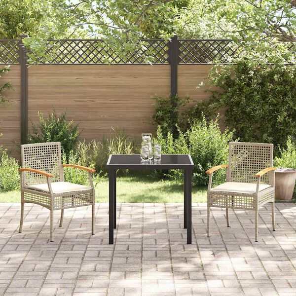 vidaXL Set da Pranzo per Giardino 3 pcs Beige polyrattan