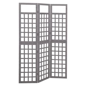 vidaXL Divisorio a 3 Pannelli in Legno di Abete Grigio 121x180 cm