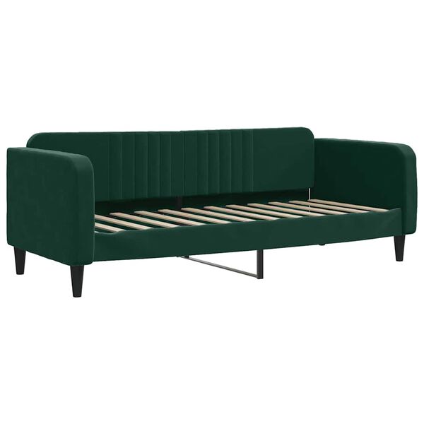 vidaXL Divano Letto con Materasso Verde Scuro 80x200 cm in Velluto
