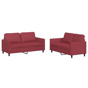 vidaXL Set di Divani 2 pz con Cuscini Rosso Vino in Similpelle