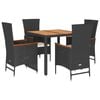 vidaXL Set da Pranzo da Giardino 5 pz Nero con Cuscini in Polyrattan