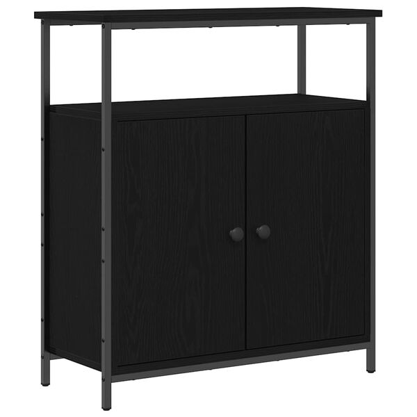 vidaXL Credenza Rovere Nero 70 x 30 x 80 cm Legno multistrato