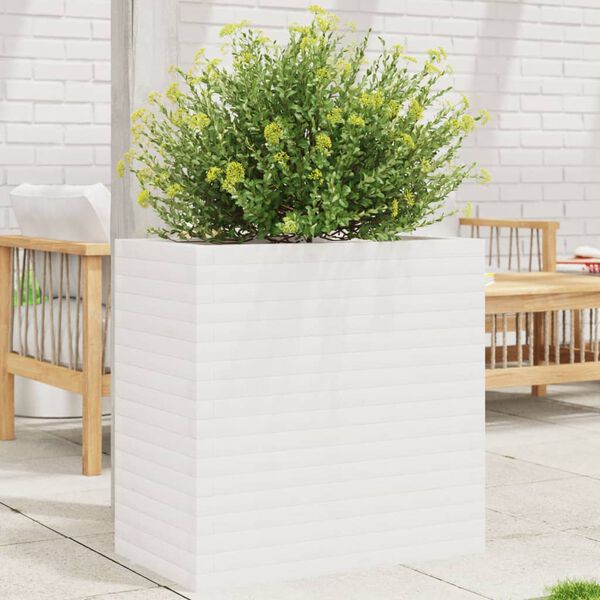 vidaXL Fioriera da Giardino Bianca 70x40x68,5cm Legno Massello di Pino