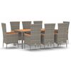 vidaXL Set da Pranzo da Giardino 9 pz con Cuscini in Polyrattan Grigio