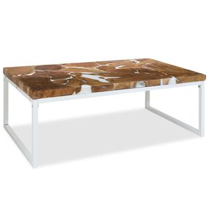 vidaXL Tavolino da Salotto in Legno di Teak e Resina 110x60x40 cm