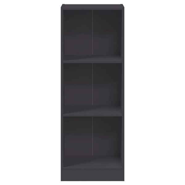 vidaXL Libreria a 3 Ripiani Grigia 40x24x109 cm in Legno Multistrato