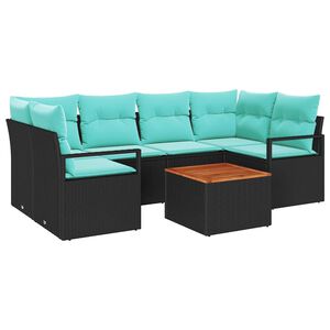 vidaXL Set Divano da Giardino 7 pz Nero polyrattan