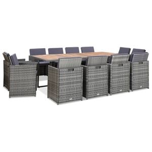vidaXL Set da Pranzo da Giardino 13 pz e Cuscini Polyrattan Antracite