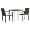 vidaXL Set Pranzo da Giardino 3pz con Cuscini in Polyrattan e Acciaio