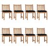 vidaXL Sedie da Giardino con Cuscini 8 pz in Legno Massello di Teak