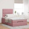 vidaXL Struttura Letto Pouf con Materassi Rosa 120x190 cm Velluto
