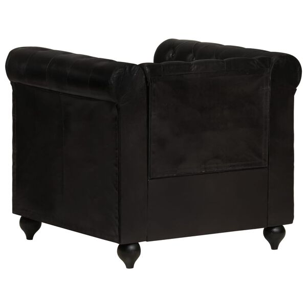 vidaXL Poltrona Chesterfield Nera in Vera Pelle