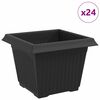 vidaXL Vaso quadrato per fiori 24 pz Nero 23 x 23 x 17,5 cm Plastica