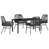 vidaXL Set da Pranzo per Giardino con cuscino 5 pcs Nero polyrattan