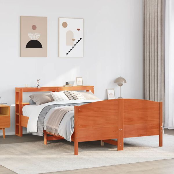 vidaXL Letto senza Materasso Marrone Cera 135x190 cm in Legno di Pino