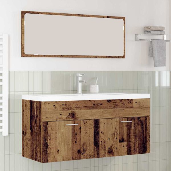 vidaXL Mobile da Bagno con porta Legno vecchio 100 x 38,5 x 46 cm