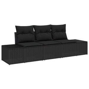 vidaXL Set Divano da Giardino con archiviazione 3 pcs Nero polyrattan