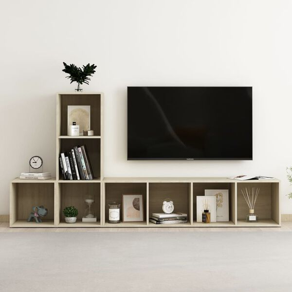 vidaXL Set Mobile TV 3 pz Rovere Sonoma in Legno Multistrato