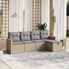 vidaXL Set Divano da Giardino 5 pz con Cuscini Beige Misto Polyrattan
