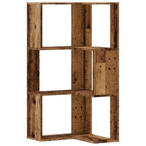 vidaXL Libreria Angolare 3 Ripiani Legno Vecchio 50x50x102 cm Legno