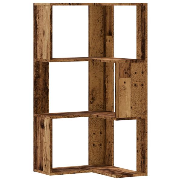 vidaXL Libreria Angolare 3 Ripiani Legno Vecchio 50x50x102 cm Legno