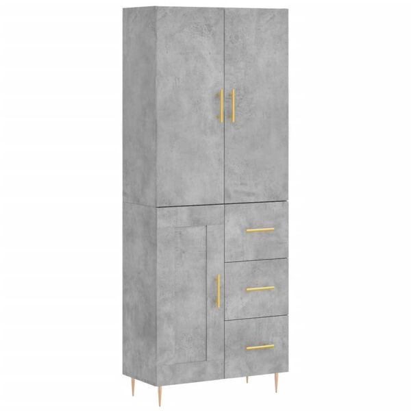vidaXL Credenza Grigio Cemento 69,5x34x180 cm in Legno Multistrato