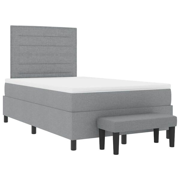 vidaXL Letto a molle con materasso Grigio chiaro 120 x 190 cm Tessuto