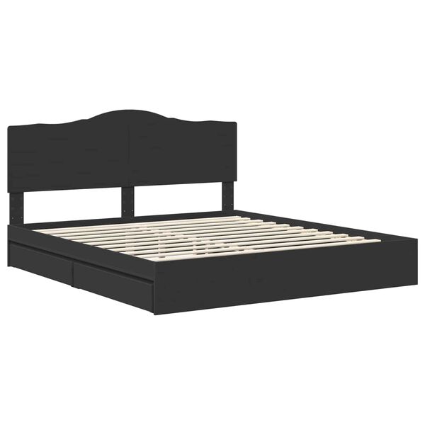 vidaXL Letto con Contenitore Nero 200 x 200 cm Legno multistrato