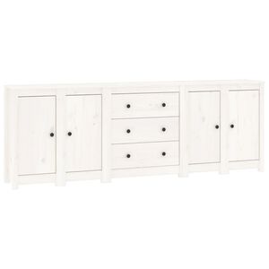 vidaXL Credenza Bianca 230x35x80 cm in Legno Massello di Pino