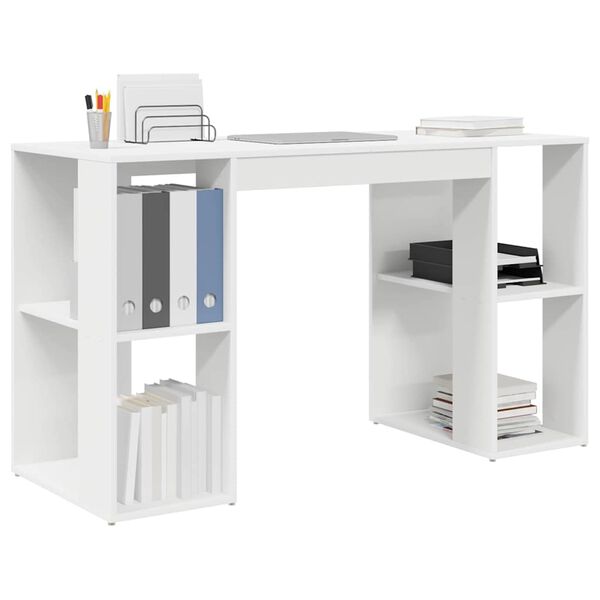 vidaXL Scrivania con Storage con lo scaffale Bianco 130 x 50.5 x 75 cm