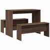 vidaXL Set Tavolo da Pranzo e Panche 3 pz Rovere Marrone in Truciolato