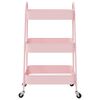 vidaXL Carrello portaoggetti a 3 ripiani rosa 42x41,5x77 cm in acciaio