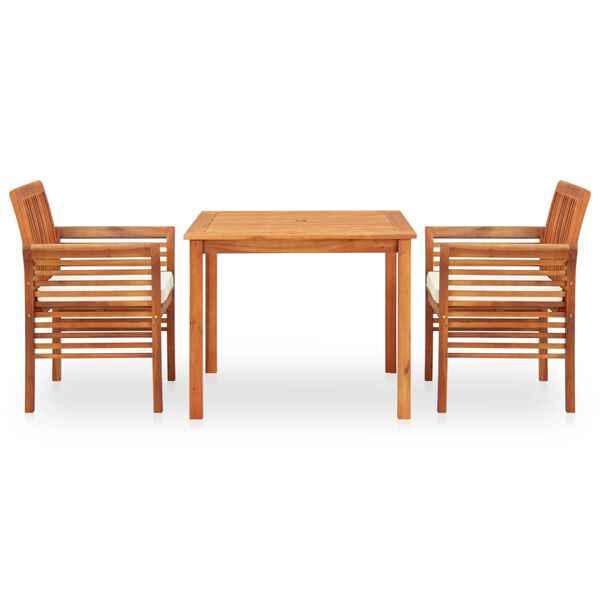 vidaXL Set da Pranzo da Giardino 3 pz con Cuscini Massello di Acacia