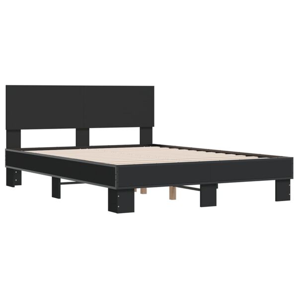 vidaXL Giroletto Nero 140x190 cm in Legno Multistrato e Metallo