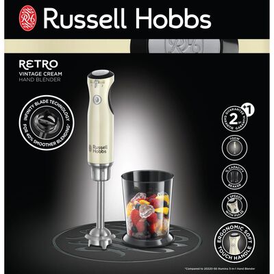Russell Hobbs Frullatore a Immersione Retro Crema 700 W