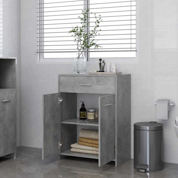 vidaXL Mobile da Bagno Grigio Cemento 60x33x80 cm in Legno tecnico
