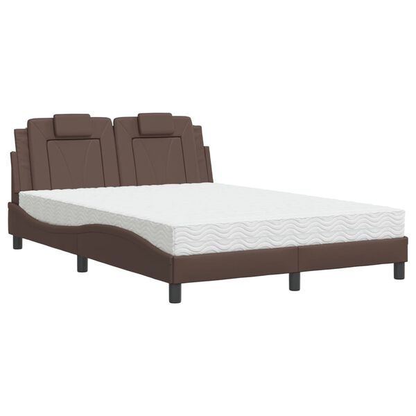 vidaXL Letto Viana con Materasso Marrone 140x190cm in Similpelle