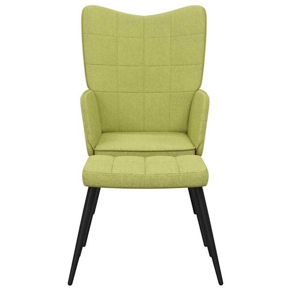 vidaXL Sedia Relax con Sgabello Verde in Tessuto