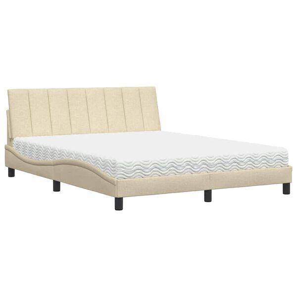 vidaXL Letto con Materasso Hanko Crema 160x200 cm in Tessuto