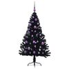 vidaXL Albero di Natale artificiale con luci integrate Nero 150 cm PVC