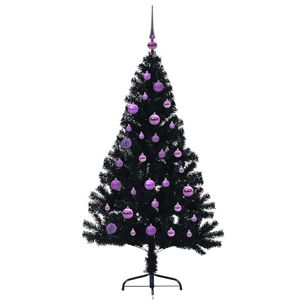 vidaXL Albero di Natale artificiale con luci integrate Nero 150 cm PVC