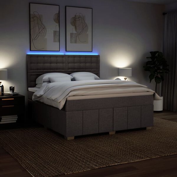 vidaXL Giroletto a Molle con Materasso Tortora 180x200 cm in Tessuto