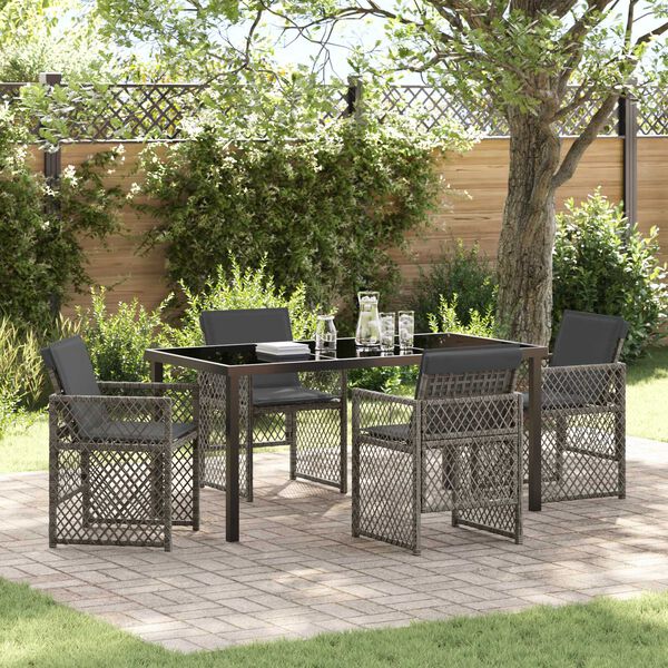 vidaXL Set da Pranzo per Giardino 5 pcs Grigio polyrattan
