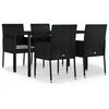 vidaXL Set da Pranzo da Giardino 5 pz Nero con Cuscini in Polyrattan