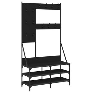 vidaXL Appendiabiti con Porta Scarpe Nero 100x40x184 cm
