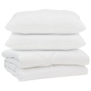 vidaXL Piumone con cuscino 3 pcs Bianco Microfibra